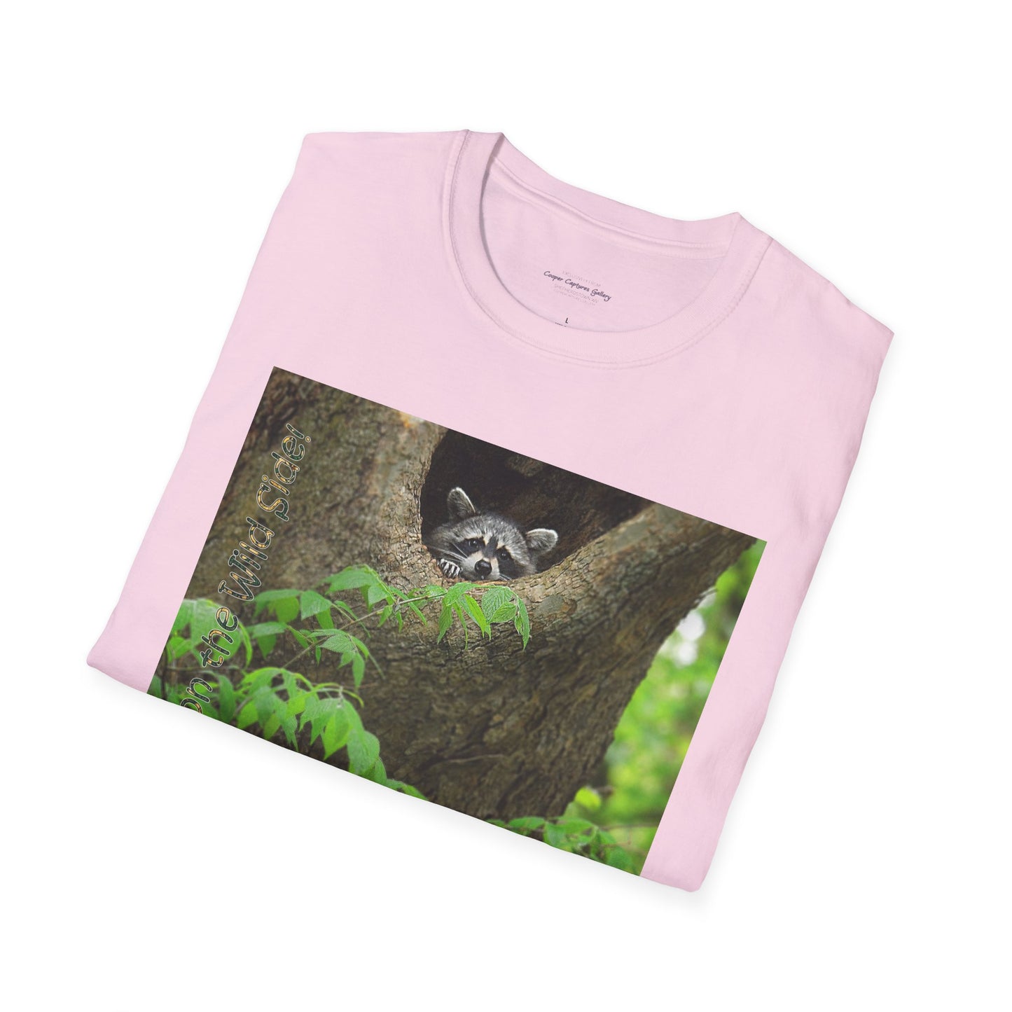 Playful raccoon in a tree hole with "Private Property" sign - T-shirt