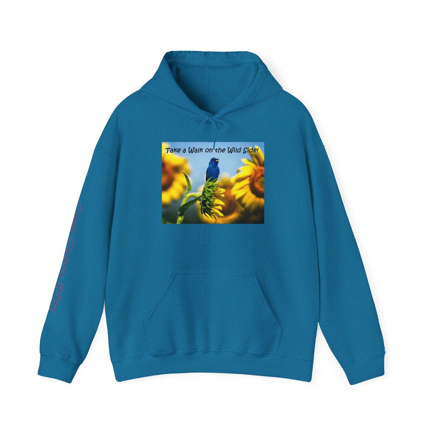Indigo Bunting on sunflowers - Heavy Blend™ Hooded Sweatshirt