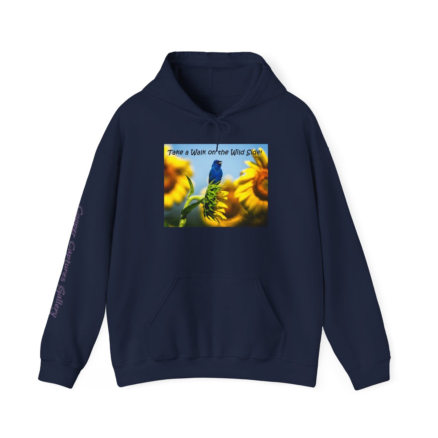 Indigo Bunting on sunflowers - Heavy Blend™ Hooded Sweatshirt