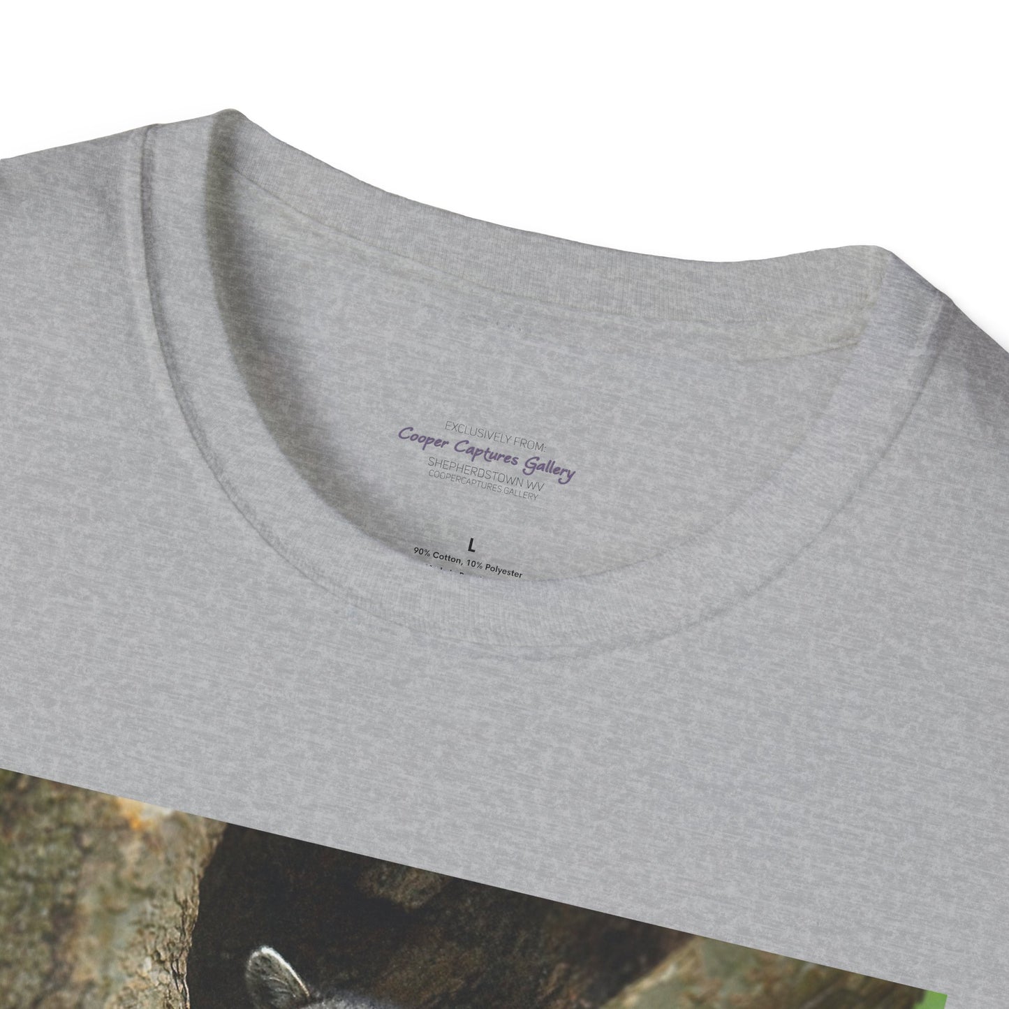 Playful raccoon in a tree hole with "Private Property" sign - T-shirt