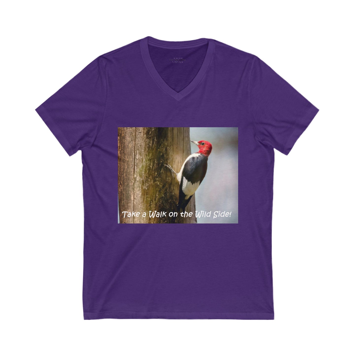 Red-Headed Woodpecker on a tree - V-Neck Tee-Shirt