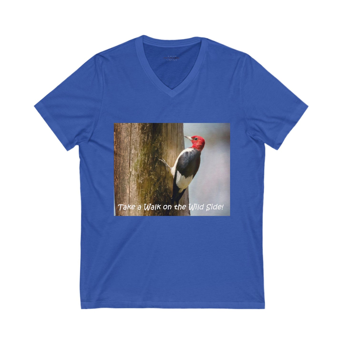 Red-Headed Woodpecker on a tree - V-Neck Tee-Shirt