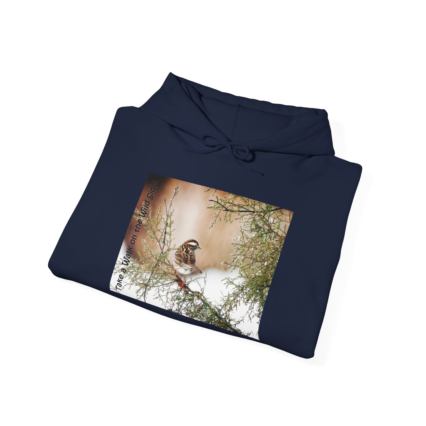 Sparrow in an evergreen with snow - Heavy Blend™ Hooded Sweatshirt