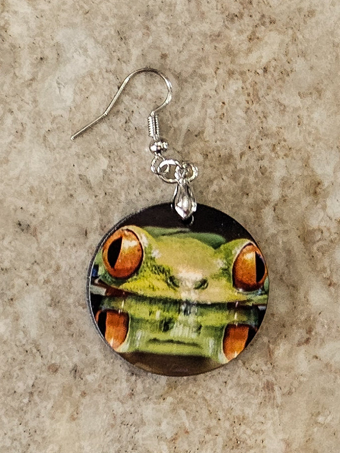 Earrings, tree frog