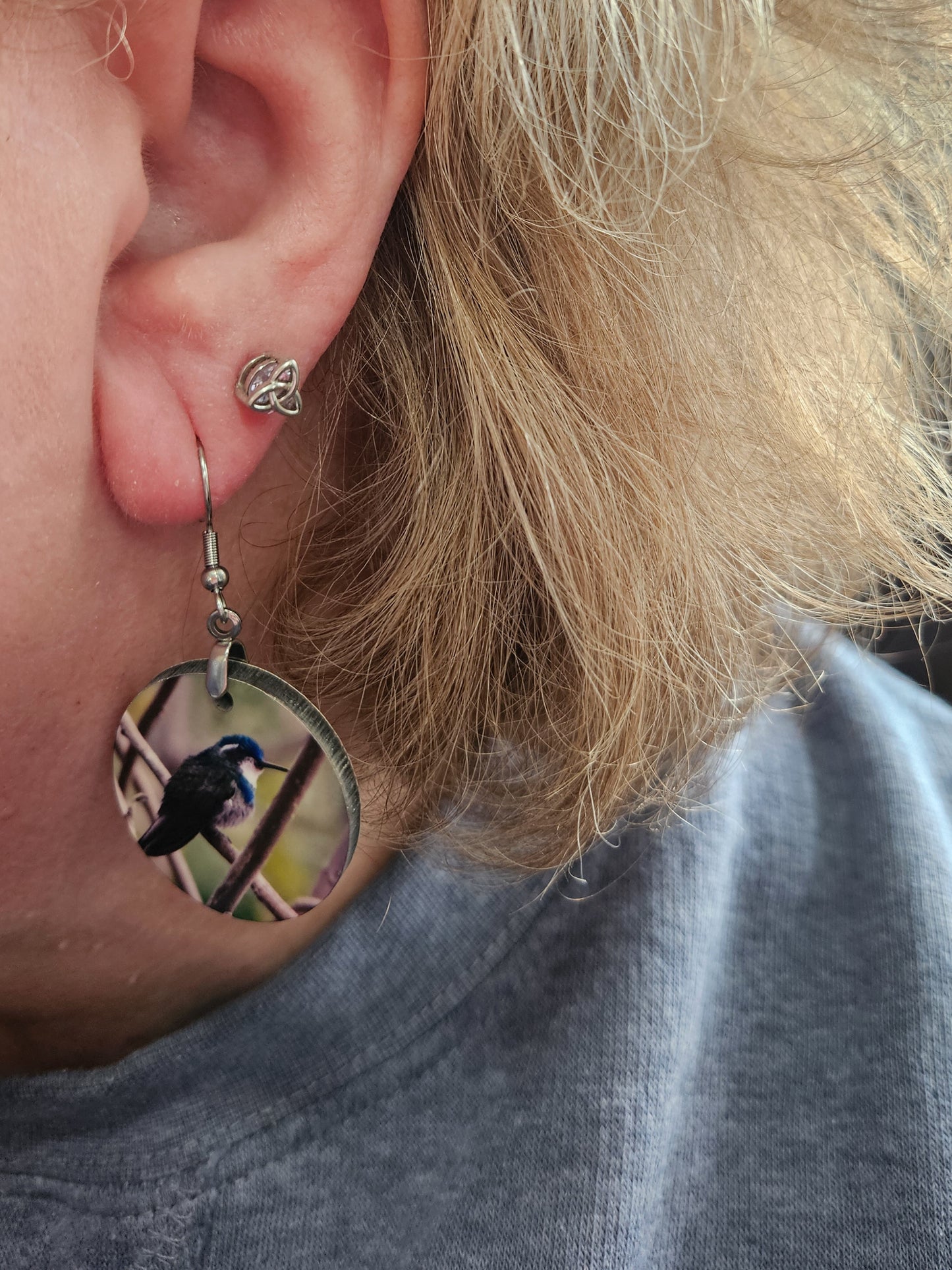 Earrings, hummingbird